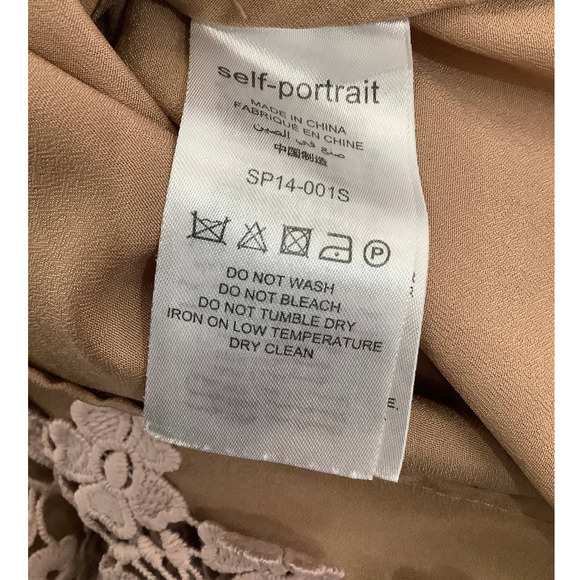 Self-Portrait Floral Vine Cape Mini Dress In Pink Nude Lace Size 2 - Picture 12 of 13